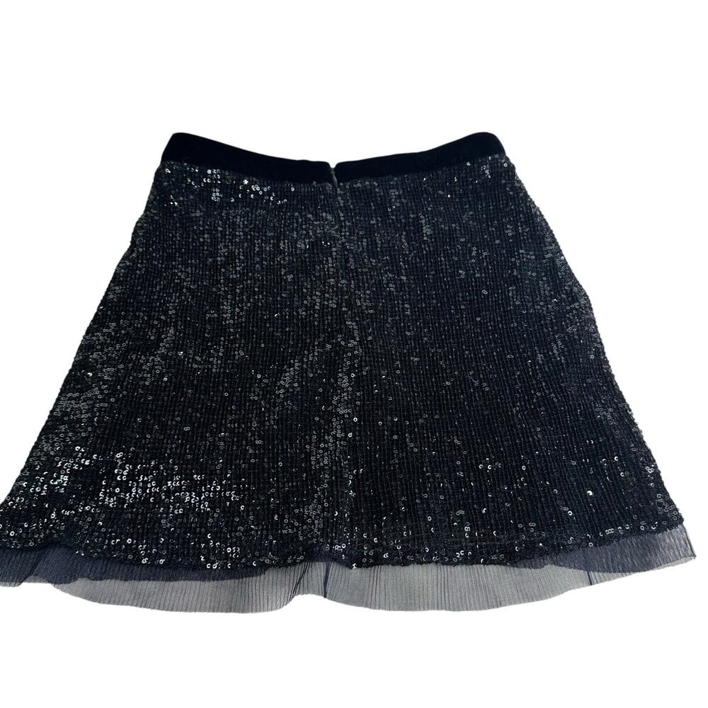 Free People Wild Child Slate Blue Sequin Mesh Sheer Hem Mini Skirt Size 2